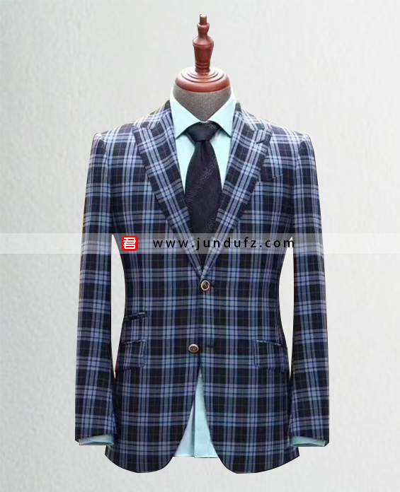 高级男士黑色格子西服定制展示图