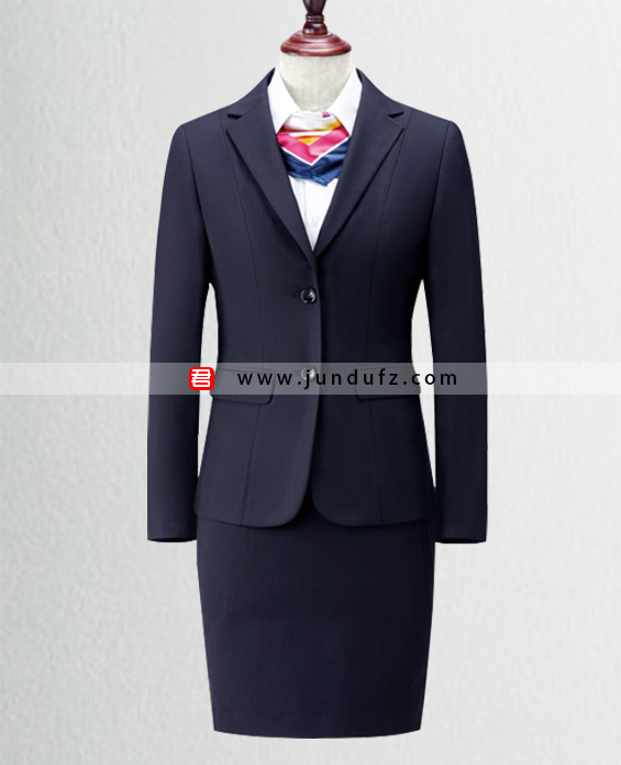女藏青色经典西服职业装套装定制展示图