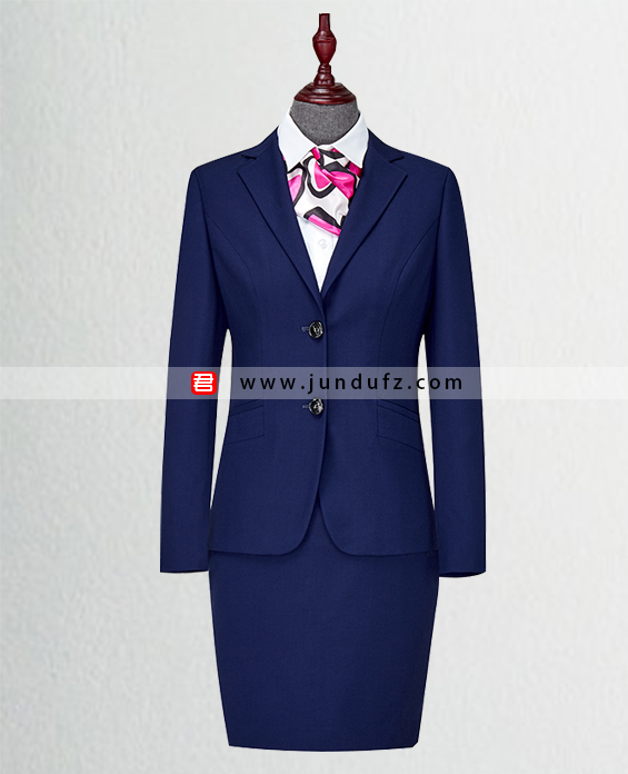 女深蓝色西服职业装套装定制展示图
