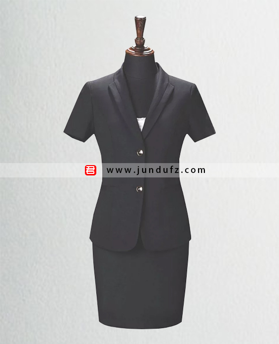 时尚黑色翻领短袖西服套裙定制
