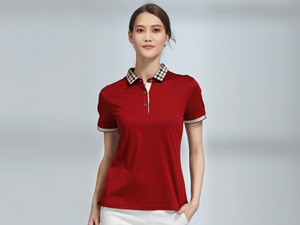 女士红色POLO衫广告团体衫定制