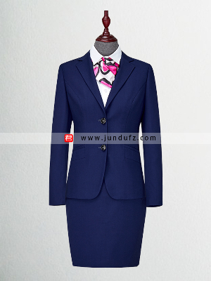 女深蓝色西服职业装套装定制