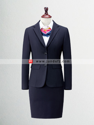 女藏青色经典西服职业装套装定制