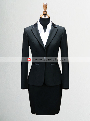 女黑色单扣修身西服职业装套装定制